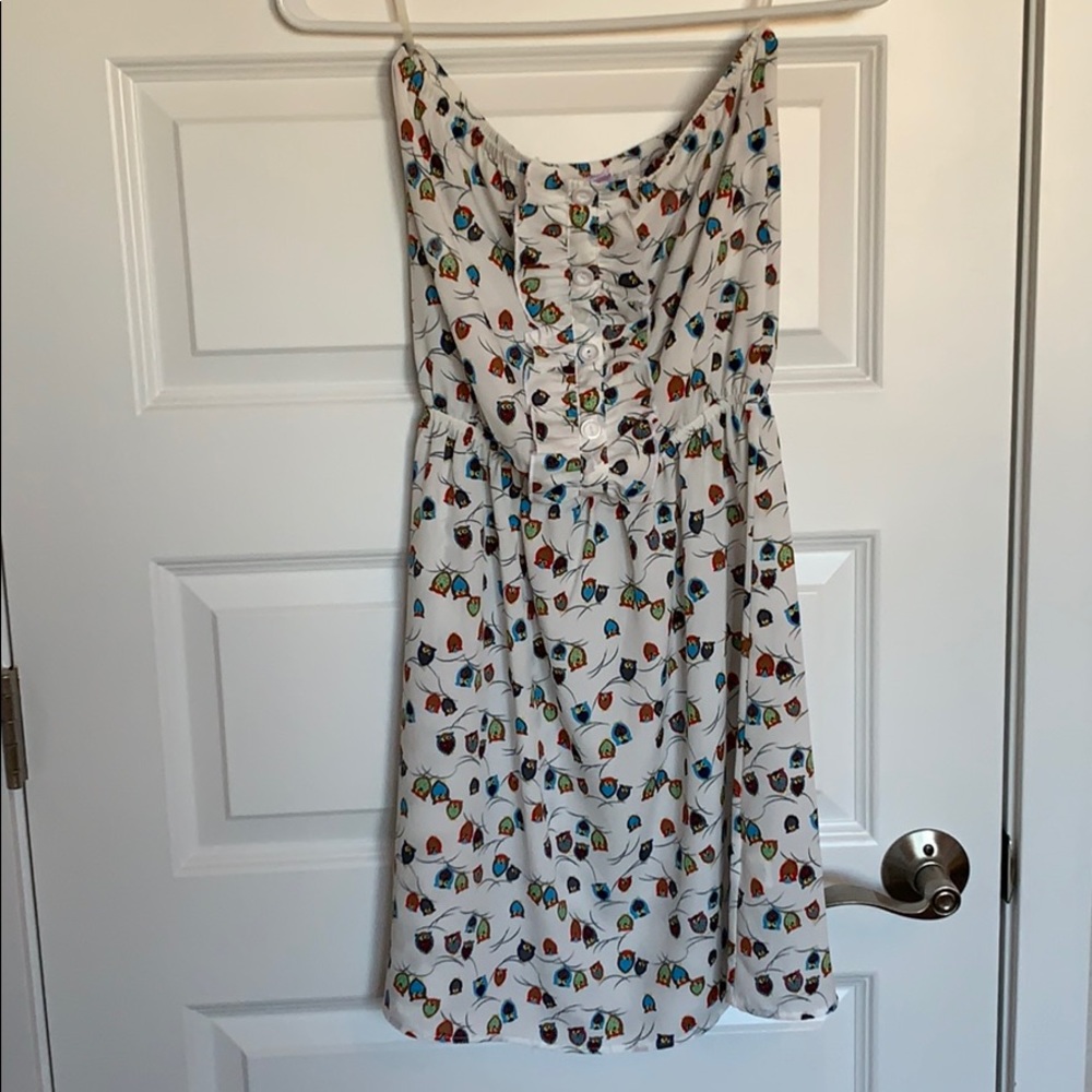 White strapless owl dress